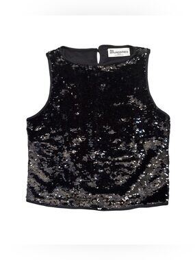 No Boundaries Black Sequin Rank Top With Key Hole Button Closure & Side Zip
